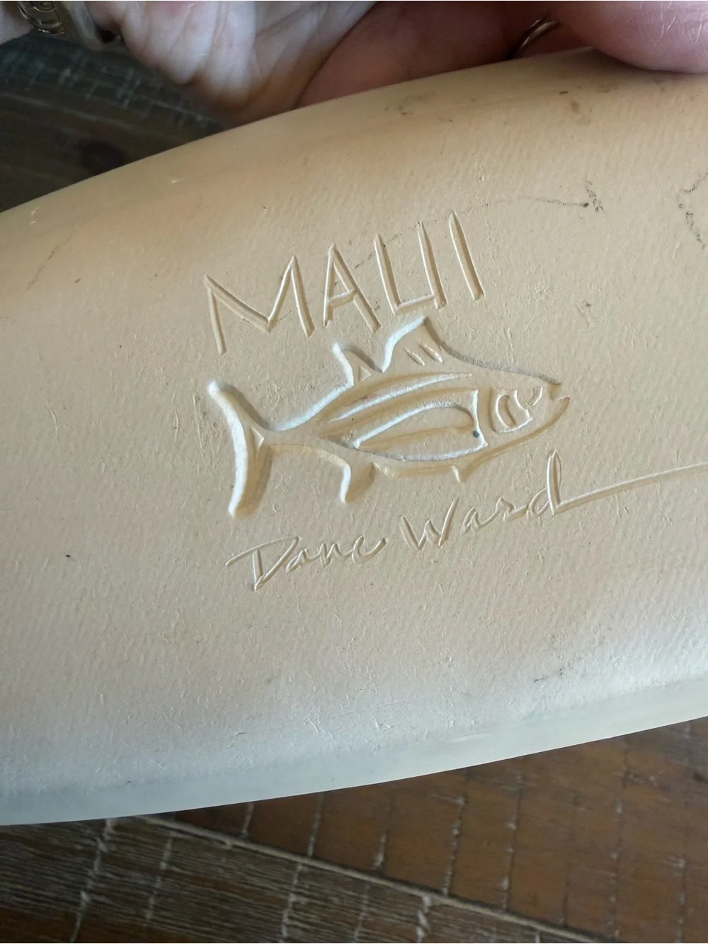 Signed Dane Ward Maui Ceramic Palm Tree Platter signed on back.
